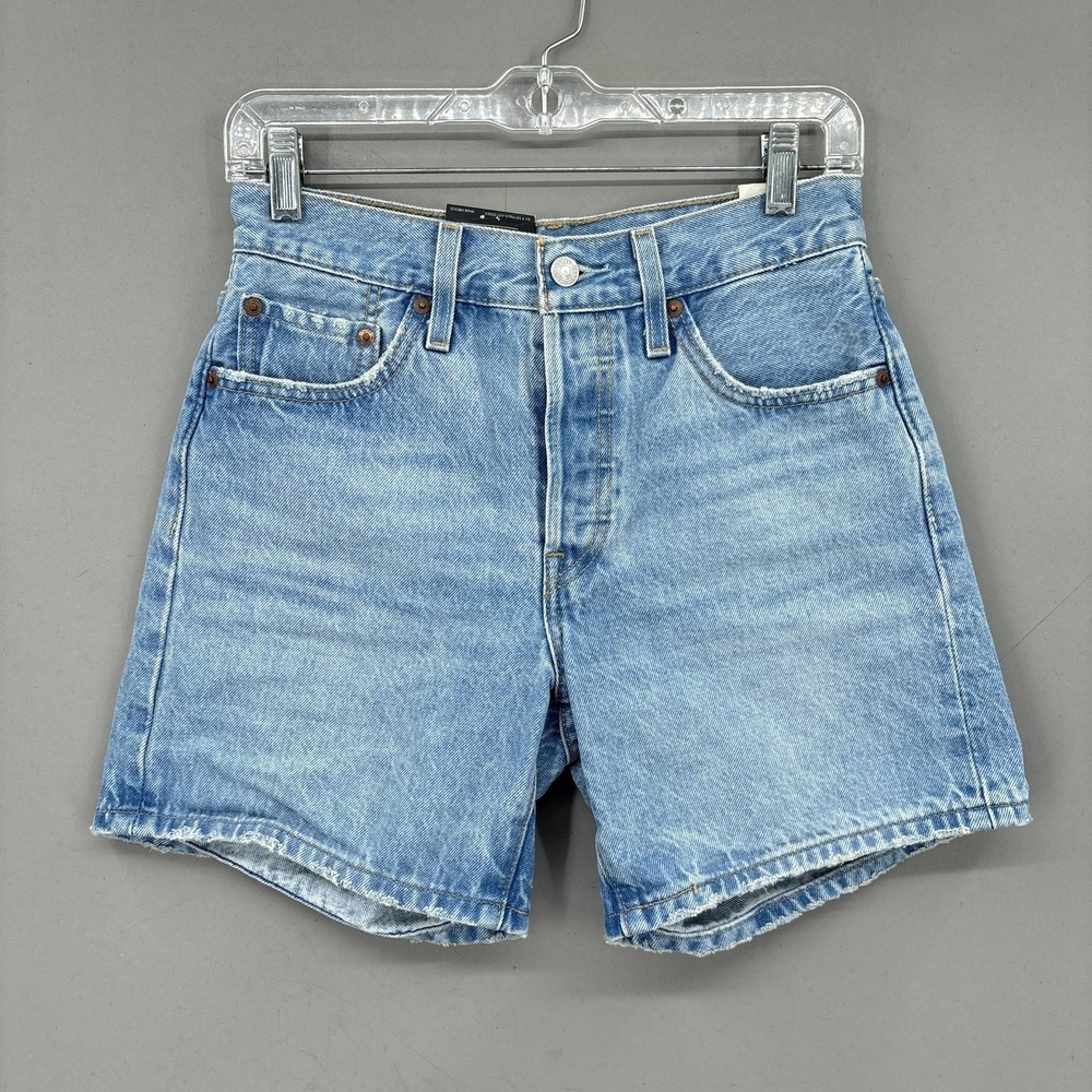Levi's 501 Shorts Womens 25 Blue Denim Cutoff Button Fly High Rise Raw Hem NWT